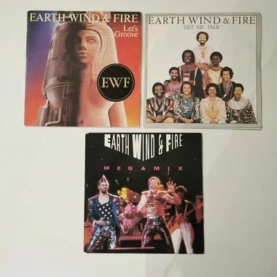 EARTH WIND & FIRE  3 X 45 RPM 7''VINYL LET'S GROOVE/LET ME TALK/MEGAMIX - Photo 1/2