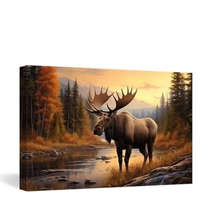 DOARTDO Alce Tela Wall Art Fauna Selvatica Quadri Decorazione Parete Stampa Animali Pittura... - Foto 1 di 6