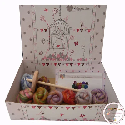 Kit de inicio de hilado de husillo de gota manual Heidifeathers® - lana merino y bambú  - Imagen 1 de 4