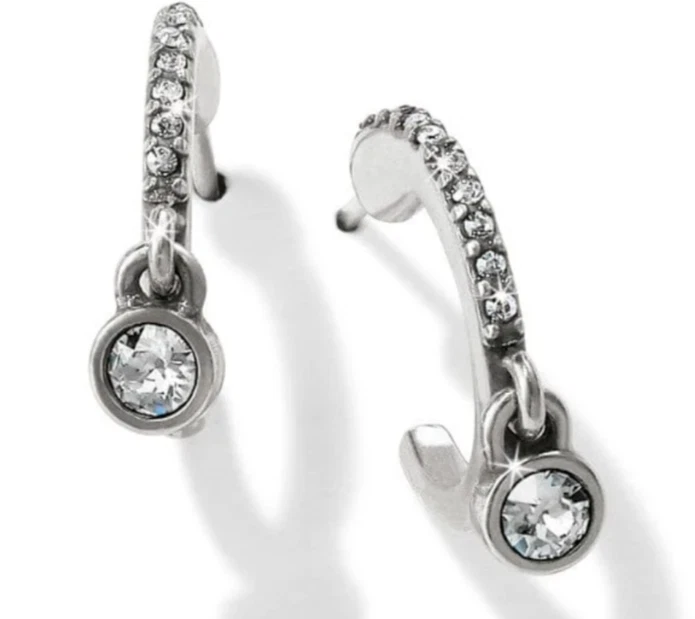 Brighton Allure Silver Hoop Earrings Illumina Light JA9241 Diamond Zirconia