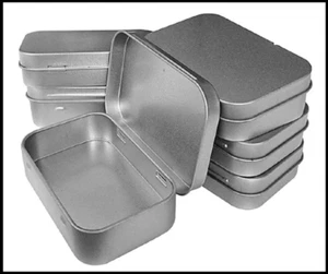 Metal Hinged Tin Box Container Mini Portable Small Storage Kit With Lid 6 Pcs - Picture 1 of 4