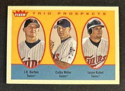 2005 Fleer Twins Trio Prospects JD Durbin Colby Miller Jason Kubel Card #317 VG - Image 1 of 2