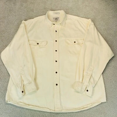 Vintage JOHN ASHFORD SPORT Men XL Ivory Cotton Casual Long Sleeve Button Shirt Foto 1 de 4