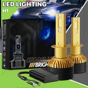 2x H1 6500K 12V/24V Headlight LED Bulb High/Low Beam Fog Light DRL w/Cooling Fan - Picture 1 of 12