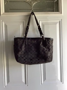 Coach Gallery Signature Tragetasche Schultertasche schwarz Lackleder Borte F17726 - Bild 1 von 15