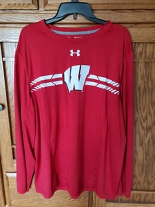Men's Wisconsin Badgers Under Armour Long Sleeve Red Shirt Sz. 2XL - Picture 1 of 4