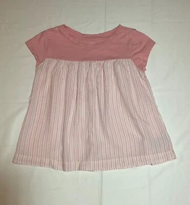 Gap Kids Girls Size Small Pink And White Striped Flowy Cotton Rayon T-shirt - Picture 1 of 7