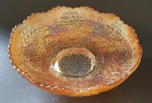 Carnival orange iridescent glass vintage Art Deco antique grape design bowl C - Picture 1 of 8