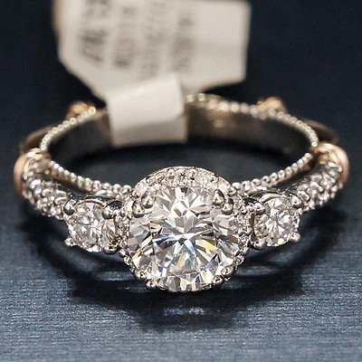  Anillo de compromiso Verragio en oro blanco de 14K con detalles de oro rojo Stye D122R Foto 1 de 4