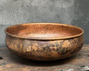 Copper Bathroom Sink, Dark Brown Copper Washbasin, Hammered Copper Vessel Sink - Picture 1 of 9
