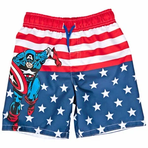 Captain America Character With Stars and Stripes Youth Swim Shorts Multi-Color - Picture 1 of 4