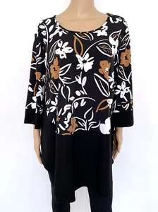 NWT! NEW JOSEPH RIBKOFF Size US 22 2XL UK 24 Black White Brown Top Blouse Women - Picture 1 of 9