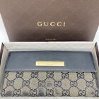 Auth used GUCCI purse Leather long wallet Black 7567 Supreme Canvas Italy