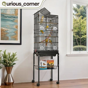 Tall Wheel Bird Cage Owl House for Parrot Parakeet Cockatiels Lovebird 62" - Picture 1 of 8