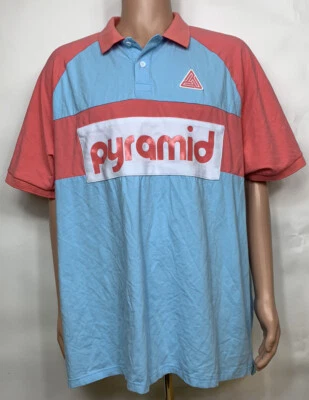 Camisa Polo BLACK PIRÁMID Para Hombres Colorblock Rosa Azul Blanco XXXL Foto 1 de 4