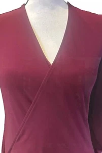 👠👗❤️ Cache Burgunderrot Faux Wickel Langarm Kleid Gr. M Gold Ornament - Bild 1 von 8