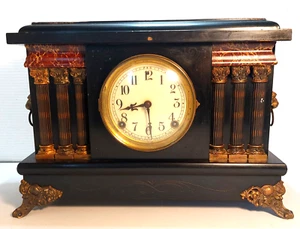 Vtg 1920s  "Longfellow" 8 Day Mantle Clock ~ Runs and has key and Pendulum - Bild 1 von 11