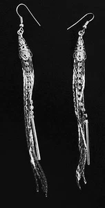 Pendientes de cono de gota enchapados en plata gota de cristal colgantes para mujeres niñas circonio circular Gatsby - Imagen 1 de 1
