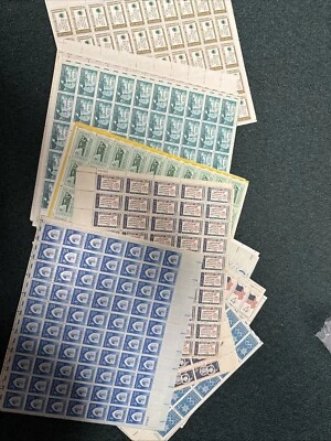 4 Cent sheets of vintage US stamps MNH $250 Face  value. Nice Mix - Image 1 of 3