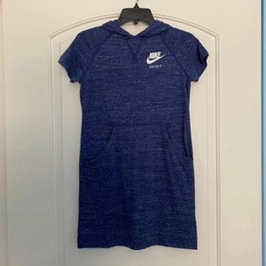Nike Vintage Gym Spring Summer Short Sleeves Hooded Blue Dress Girl's Size L - Picture 1 of 5