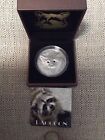 Vanuatu 2013 Raccoon Black Onyx Eyes 50 Vatu 1 Oz Silver Coin. RARE!!