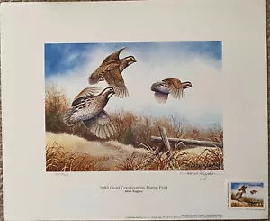 Estampilla de conservación de codorniz 1982 de Allen Hughes - edición limitada - Imagen 1 de 6