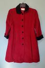 Vintage Girls Strasburg Red Swing Coat Jacket Holiday Black Velvet Collar 5Y
