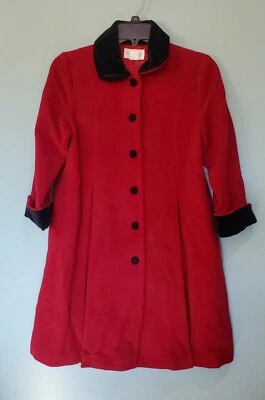 De colección Niñas Strasburg Rojo Columpio Abrigo Chaqueta Vacaciones Negro Terciopelo Cuello 5y Foto 1 de 4