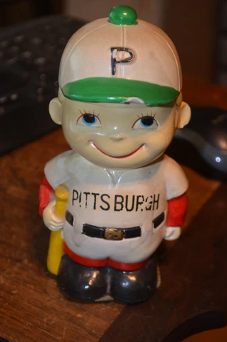 Vintage Pittsburgh Pirates Ceramic Bat Boy Piggy Bank Cover