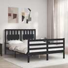 Bed Frame With Headboard Black 120X200 Cm Solid Wood