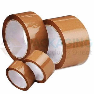 2 ROLLS OF BUFF BROWN PACKING PARCEL TAPE 48mm x 66M  - Picture 1 of 7