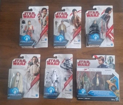 Lote de figuras de acción Star Wars Force Link 3,75" Boba Fett Han Solo Kylo Ren Luk Foto 1 de 4