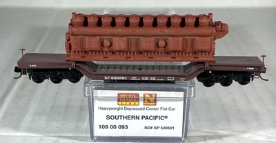 MICRO-TRAINS N SCALE HEAVYWEIGHT DEPRESSED-CENTER FLAT CAR W/LOAD SP 10900093 - Image 1 of 3