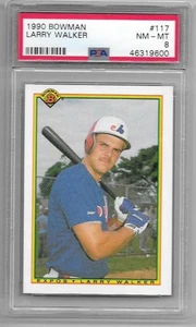 Larry Walker 1990 Bowman Rookie Card #117 RC Graded Nmt/Mint PSA 8 - Picture 1 of 1