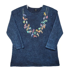 Sabaku Artwear Women’s 3/4 Sleeve Heathered Blue Cotton Tee Horses Size Small - Picture 1 of 10