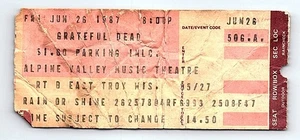 Grateful Dead Konzert Ticket Stub 26. Juni 1987 East Troy Wisconsin - Bild 1 von 7