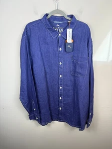 *Neu mit Etikett* Tommy Bahama Leinen Langarm Knopfleiste blau Big & Tall XXXL - Bild 1 von 5