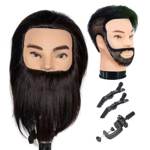 Testa Manichino Uomo 12" con Barba Capelli Umani 100% per Allenamento Barbiere - Foto 1 di 6