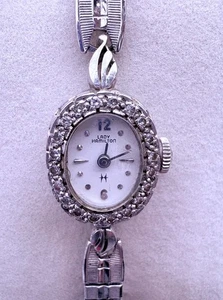 Lady Hamilton 14K Weißgold Uhr mit Diamanten. - Bild 1 von 6