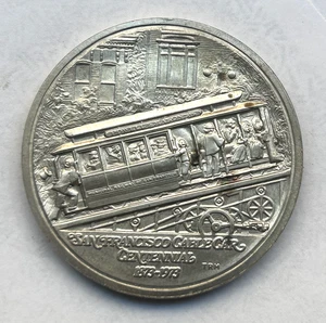 SAN FRANCISCO CABLE CAR CENTENNIAL 1872-1972 SILVER MEDAL .925 S MINT - 38.1 mm - Picture 1 of 3