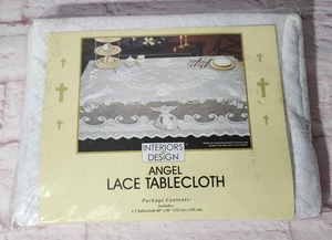 Interiors Design Angel Lace Tablecloth White 60" X 86" Holiday Rectangular - Picture 1 of 3