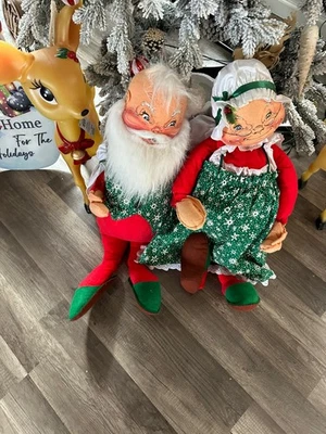Muñeca de Navidad Mr & Mrs Santa Claus vintage grande 30” Annalee 1983 EE. UU. Foto 1 de 4