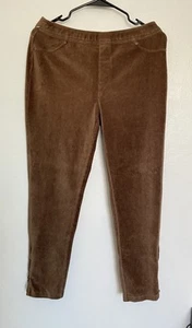 Susan Graver Knit Curduroy Pull-On Straight Leg Pants Ankle Zip Small Brown - Picture 1 of 6