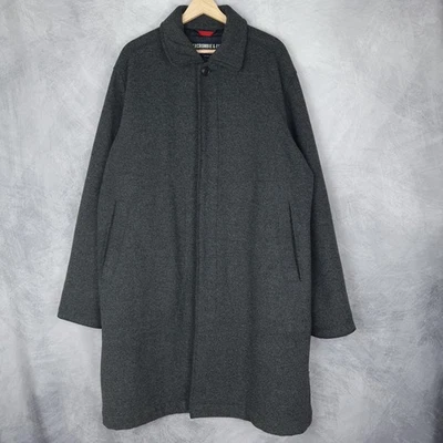 Vintage Abercrombie & Fitch Coat Mens Large Wool Blend Lined Overcoat Red Trim - Image 1 of 4