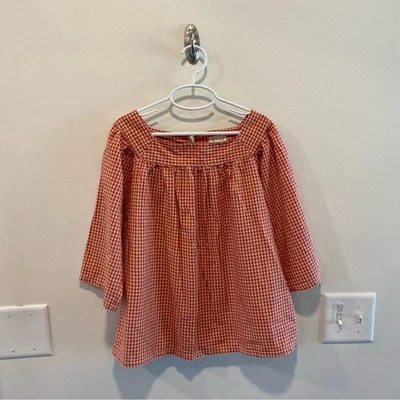 Mabo red and cream plaid top shirt 100% cotton USA made in size 12/13 - Image 1 of 4