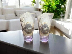Vtg 1950's Psyche Fish Cocktail/Barware Lavender/Gold Atomic Fish Design Glasses - Picture 1 of 12