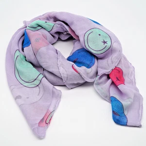 Smiley-Loop kuscheliger Schlauchschal mit Smiley Muster Schal 90x90 cm Lila CV - Bild 1 von 13