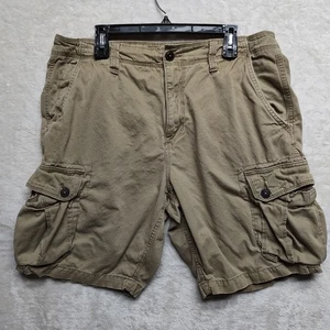 American Eagle Classic Cargo Shorts Mens Size 36 Distressed Khaki Y2K Grunge - Picture 1 of 20