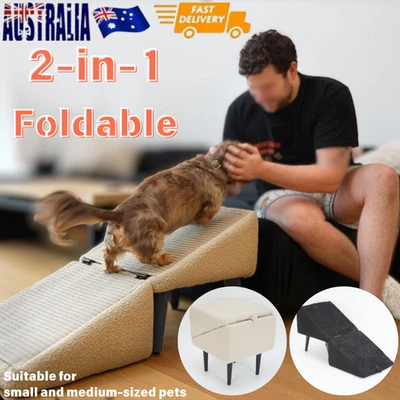 2-in-1 Ottoman Design Dog Ramp Split Dog Staircase Ramp For Dogs Cats Nonslip - image 1 of 4