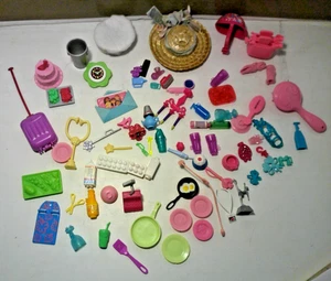 Barbie & Friends Accessories ~ Dishes ~ Hats ~ Food ~ Brushes ~ Suitcase ~76 ct - Picture 1 of 11